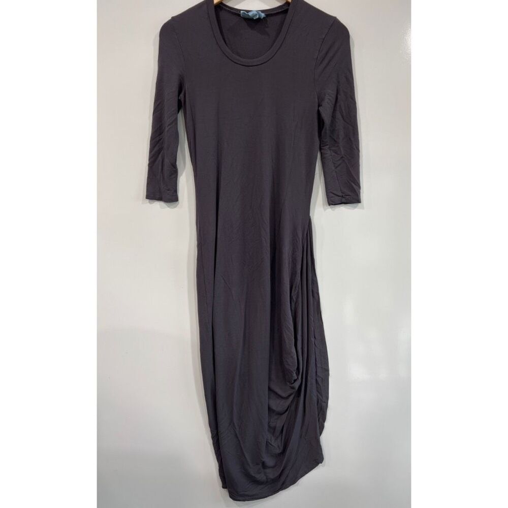 Soft & Cozy Bamboo Maxi Dress Gray Ruched XS